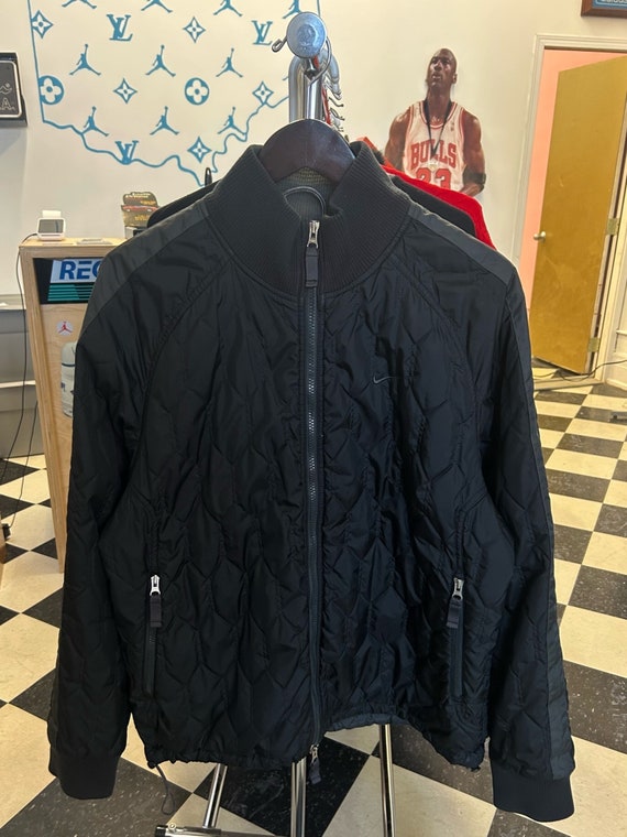 vintage nike quilted bomber jacket coat mens size 
