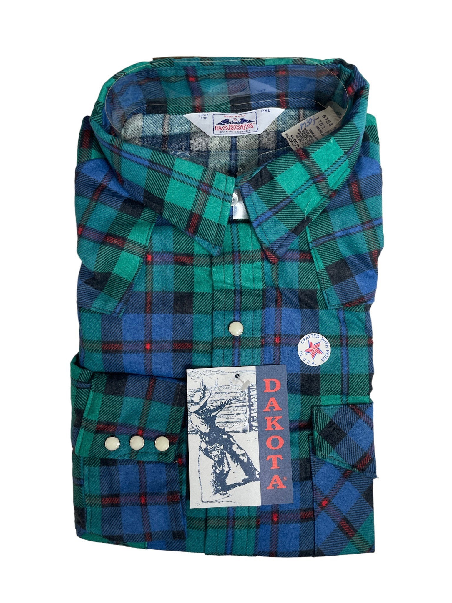 Vintage Five Brother Dakota Plaid Flannel Shirt Mens Size 2XL
