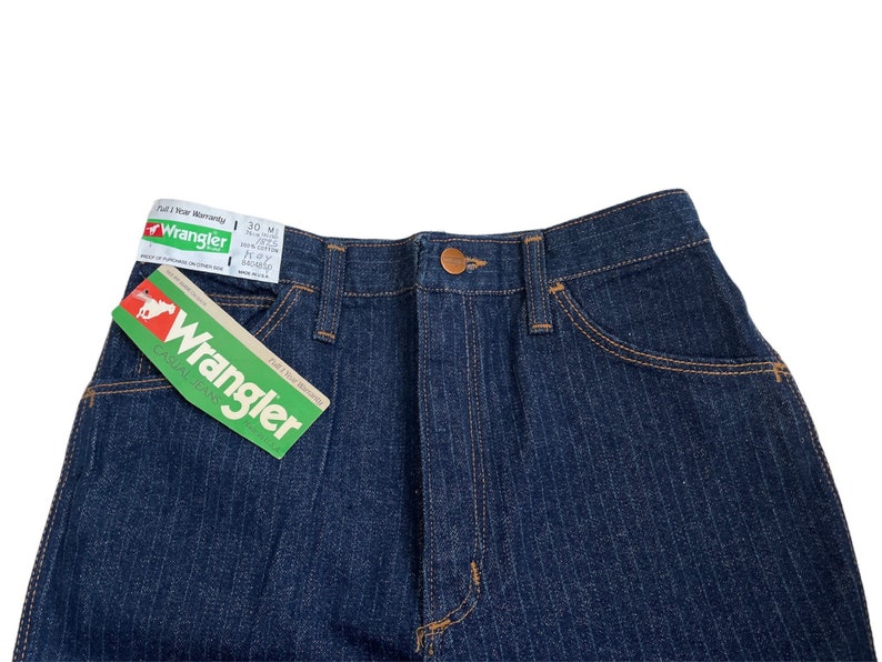 vintage wrangler stripe jeans pants mens size 30M 30x30.5 straight leg deadstock NWT 80s zdjęcie 8