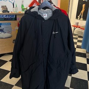 vintage nike long parka jacket coat mens size large 90s
