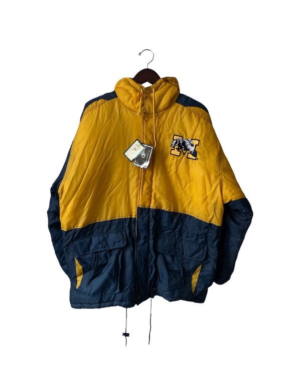 Vintage Michigan Starter Jacket Puffer Hood Blue Yellow -  Sweden