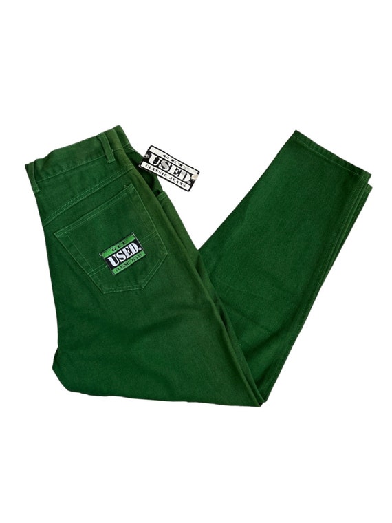 vintage get used green jeans mens size 31 deadsto… - image 1