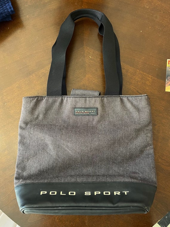 Vintage Polo Sport Ralph Lauren Denim Leather Tote Bag 90s Etsy