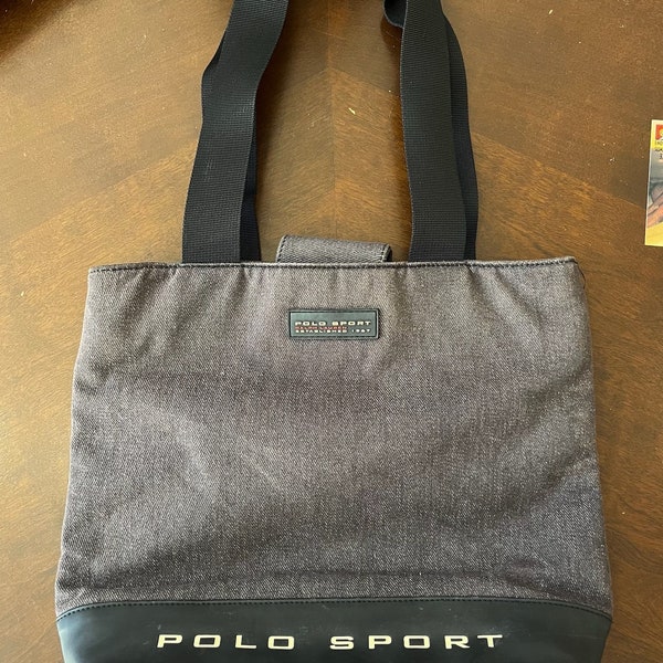 sac fourre-tout en cuir denim ralph lauren vintage polo sport des années 90