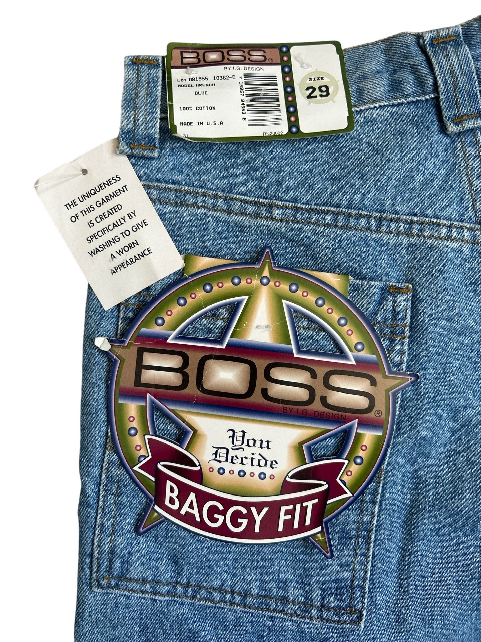 ヴィンテージ BOSS by IG デザイン バギーフィット レンチ ジーンズ