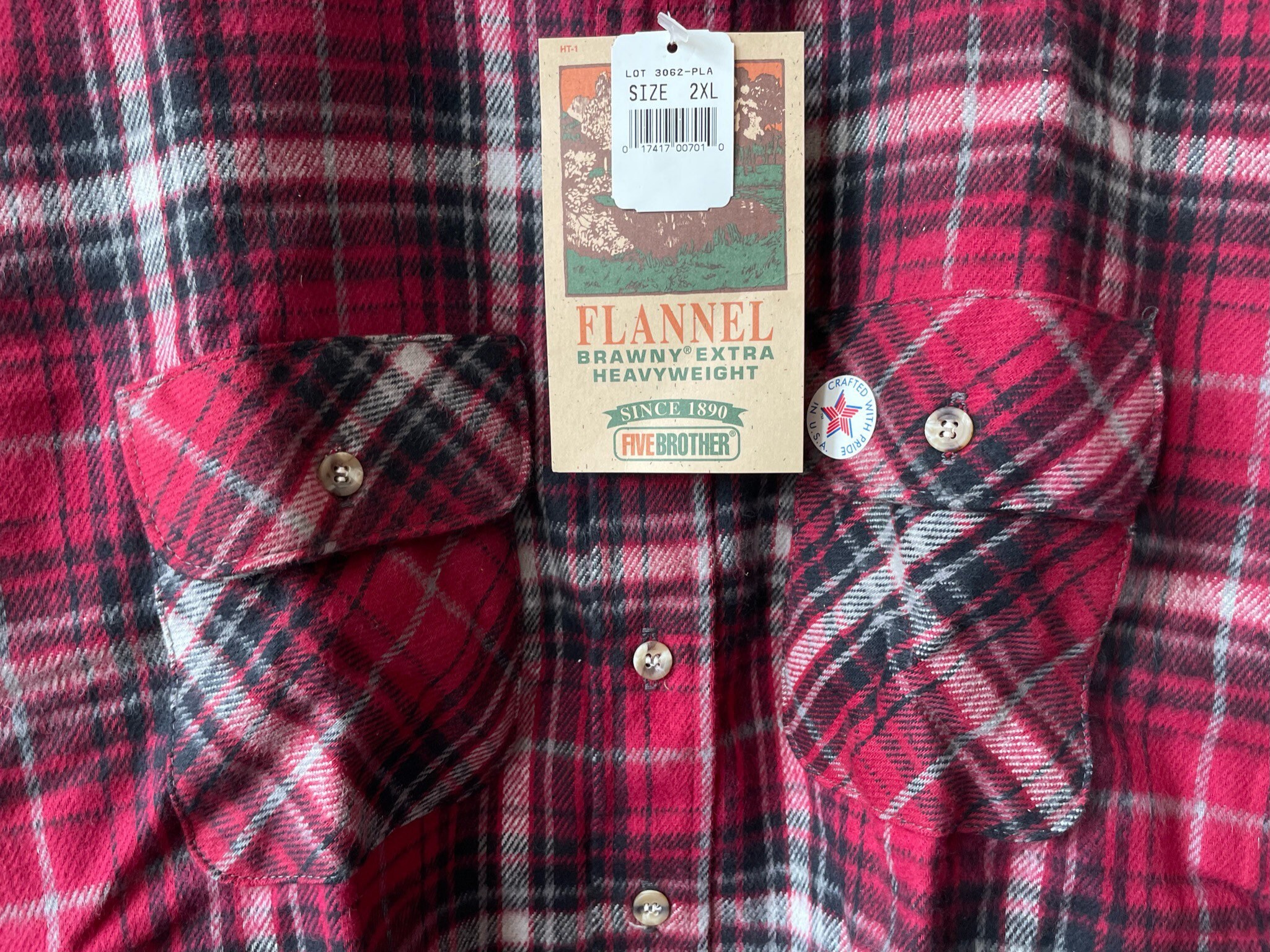 Vintage Five Brother Brawny Heavyweight Plaid Flannel Shirt Mens