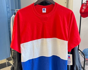 vintage russell athletic firecracker colorblock t-shirt mens size medium deadstock NWT 90s