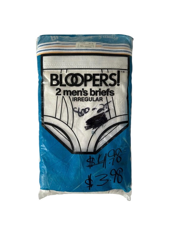 vintage bloopers! briefs underwear mens size large deadstock NIP 80s made in USA