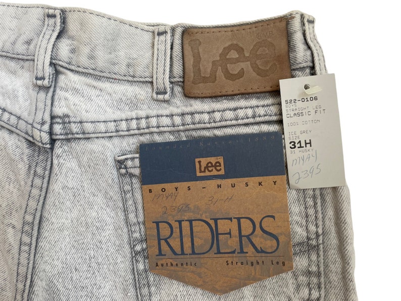 vintage lee riders ice grey straight leg jeans size 31 husky deadstock NWT 90s made in USA image 3