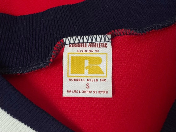 vintage russell athletic gold tag nylon v-neck t-… - image 4