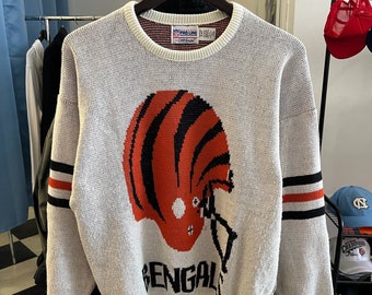 vintage cincinnati bengals cliff engle sweater mens size large made in USA 80s NFL