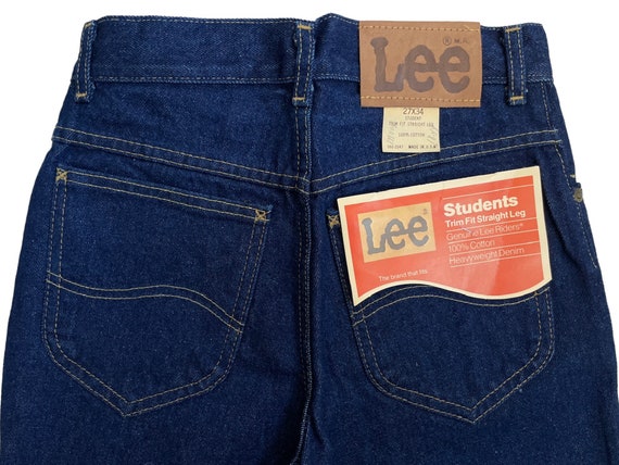 vintage lee dark denim trim fit straight leg jean… - image 3