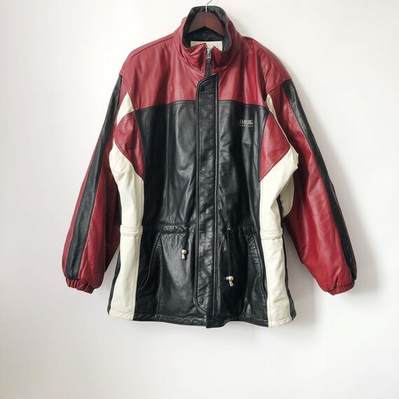 Vintage Perry Ellis America Leather Jacket Mens Size Xl 90s