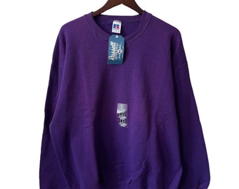 Sweat Russell Athletic Vintage Blanc Coton Mélangé Taille L - Années 90 USA