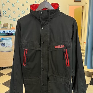 vintage starter chicago bulls utility jacket mens size large 80s