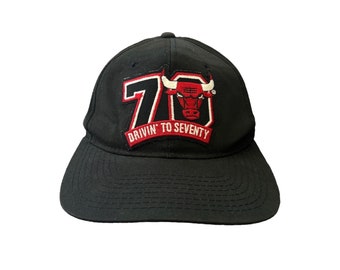 vintage chicago bulls drivin’ to 70 starter snapback hat cap adult OSFA 1996 90s NBA