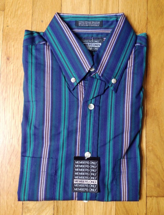 vintage members only striped shirt mens size larg… - image 1