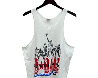 vintage Nike grijze tag 1992 USA olympisch basketbal dream team tank herenmaat groot gemaakt in de VS