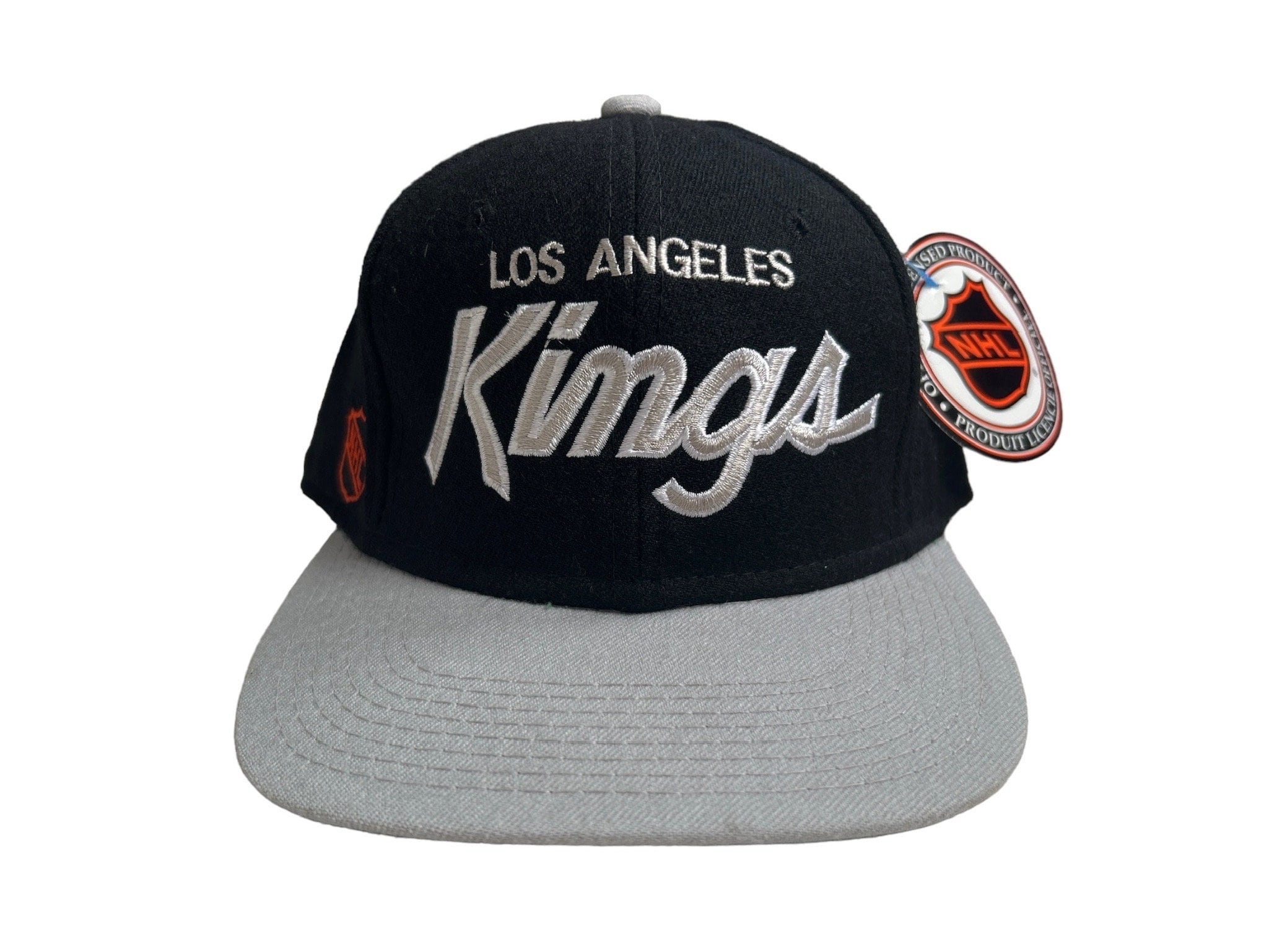 Los Angeles Kings Mitchell & Ness Vintage Script Snapback Hat - Black/Silver