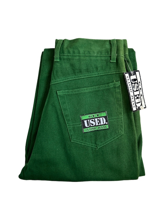 vintage get used green jeans mens size 31 deadsto… - image 2