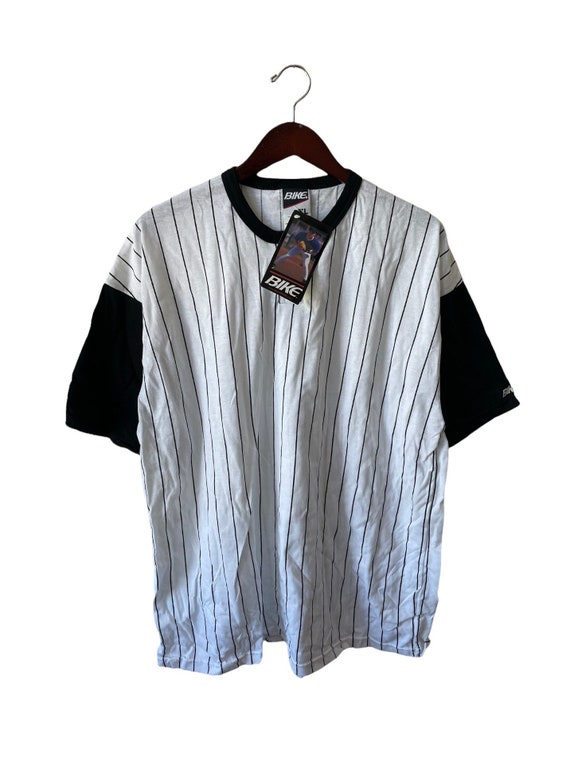 vintage bike pinstripe henley baseball shirt mens… - image 1