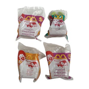 set of 4 space jam mcdonalds happy meal toys taz daffy monstar deadstock NIP 1996