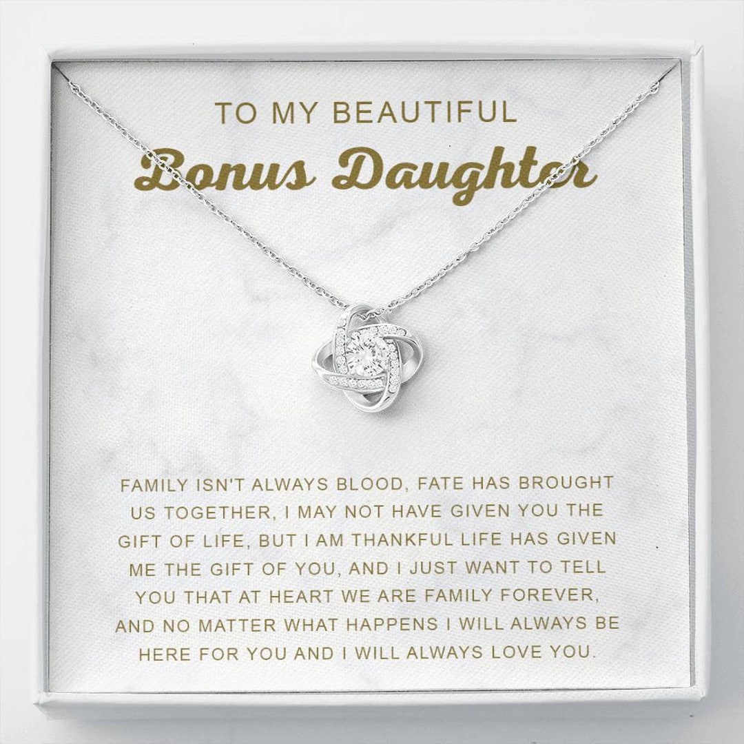 Collana Figliastra Bonus - Ciondolo Cerchi Intrecciati In Acciaio Inox Con Messaggio 'Gift Of Life' - Regalo Emozionale Per Figlia Adottiva