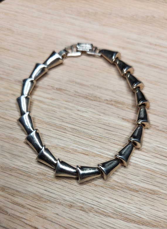 Mid century sterling silver triangle link bracelet