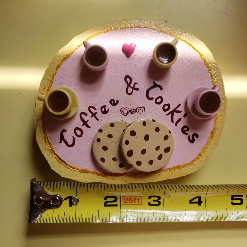 Coffee and Cookies Miniature Art Desktop Art Bookshelf Art Paperweight Art