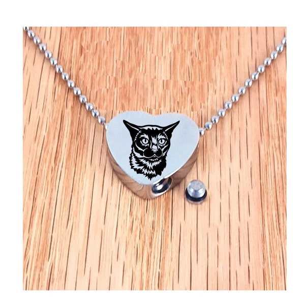 Bijoux / Urne / Pendentif en forme de coeur pour cendre de crémation / Chat ou Chien