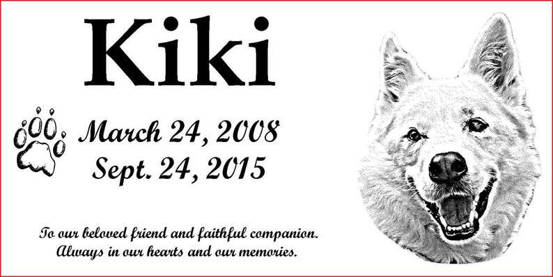Black Granite 6 x 12 Pet Grave Marker with Personalized Etching