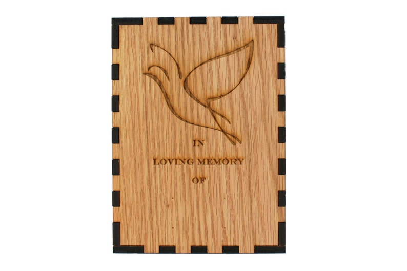 Dove Etching Natural finish Personalised Pet Cremation Urn Extra Large