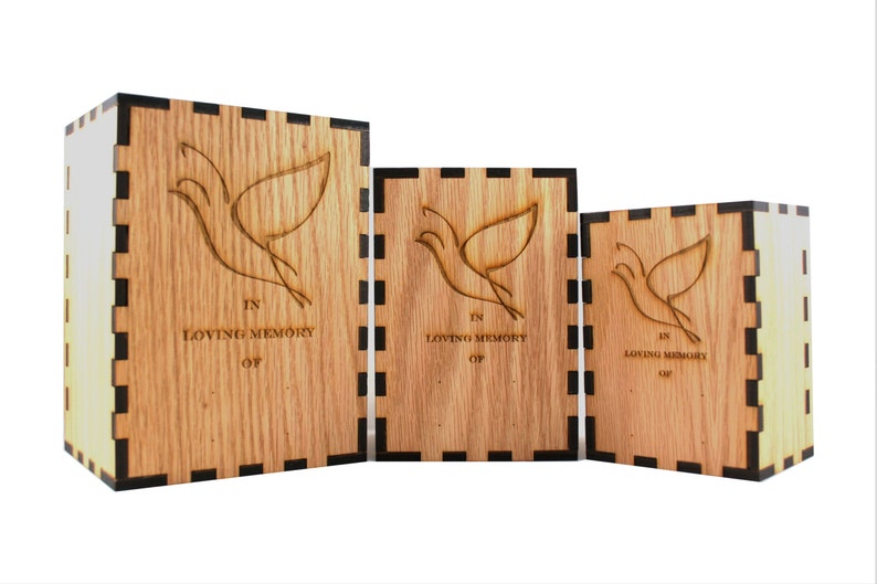 Dove Etching Natural finish Personalised Pet Cremation Urn Extra Large