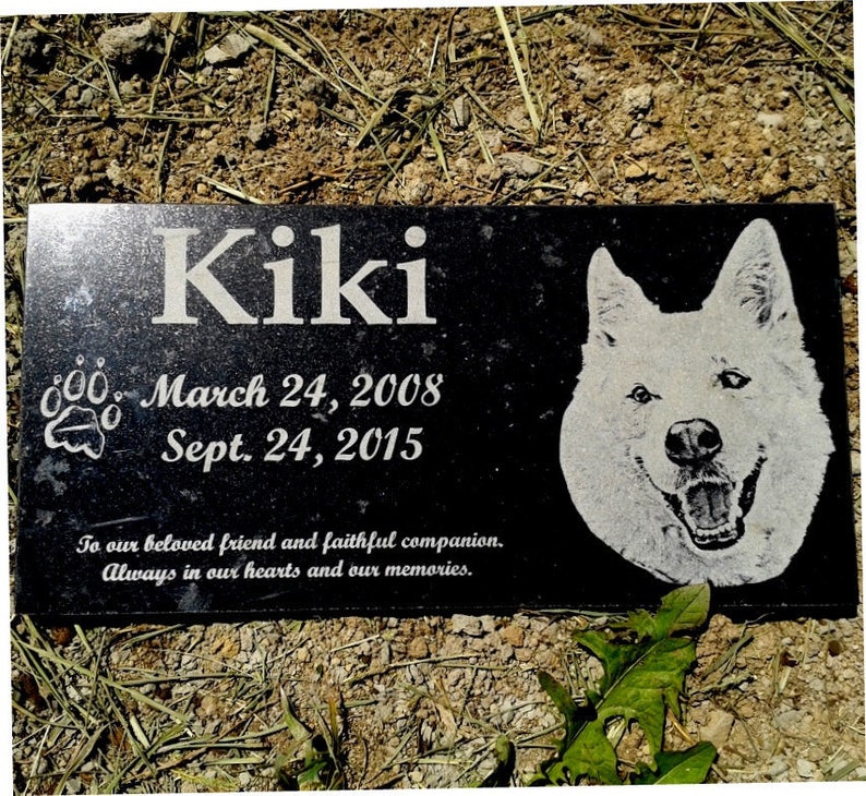 Black Granite 6 x 12 Pet Grave Marker with Personalized Etching