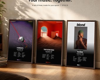 Custom Album Poster Set of 3, Personalised Music Wall Art, Digital Downloads