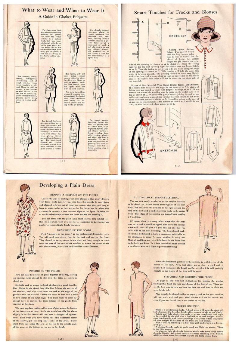 Vintage Art Deco 1920s Dressmaking Ebook Easy Ways to Pretty Frocks Dress Pattern Flapper Lingerie Craft Millinery Costume Design image 2