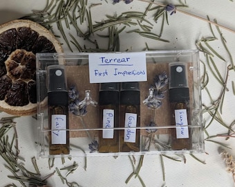 Set de muestras de perfumes naturales / Kit de descubrimiento de fragancias de nicho, 4 aromas / Primeras impresiones de Terrear + Bonus Fairy Forest