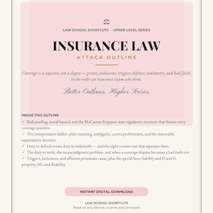 Insurance Law Attack Outline — Upper-Level Study Guide with Worked Examples & Exam Traps