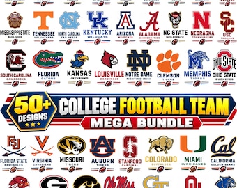 50+ College Football Team PNG-paket, amerikansk fotboll PNG, matchdagsporter Clipart, lagandadesigner, sublimering PNG, digital nedladdning