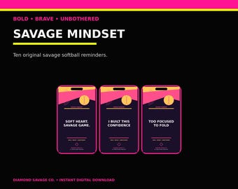 Softball Phone Wallpapers, 40 Savage Player Affirmations, Game Day Motivation Lock Screens, Athlete Gift, Digital Download