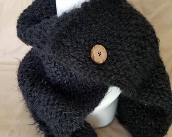 Fuzzy, Black Cowl with Brown Button