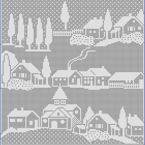 Small Town Filet Crochet Doily/Wall Hanging Pattern
