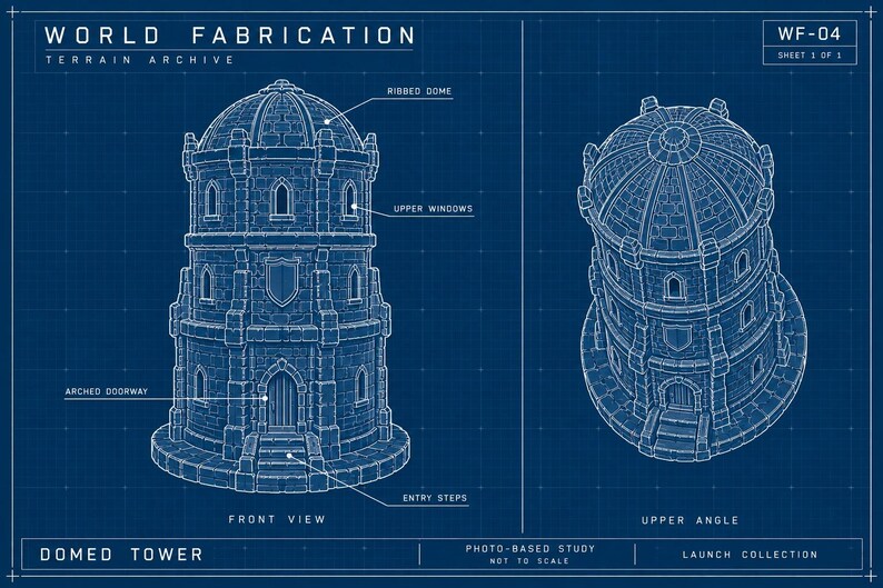 Domed Fantasy Tower Terrain - Unpainted PLA RPG Building image 5