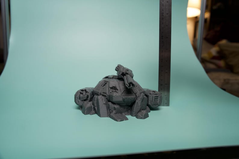 Destroyed Hover Tank Terrain - Unpainted PLA Sci-Fi Wreck image 9