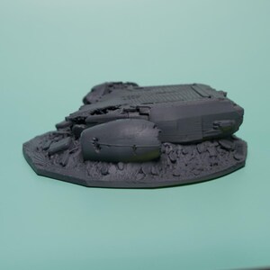 Crashed Craft Terrain - Low Hull Unpainted PLA Sci-Fi Wreck image 5