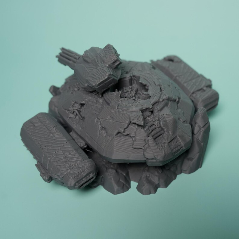 Destroyed Hover Tank Terrain - Unpainted PLA Sci-Fi Wreck image 6