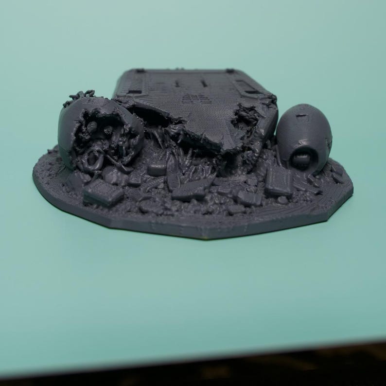 Crashed Craft Terrain - Low Hull Unpainted PLA Sci-Fi Wreck image 4