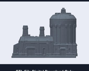 Future Wars Tabletop Reactor Forge Hall STL - Intact and Damaged Terrain Pair