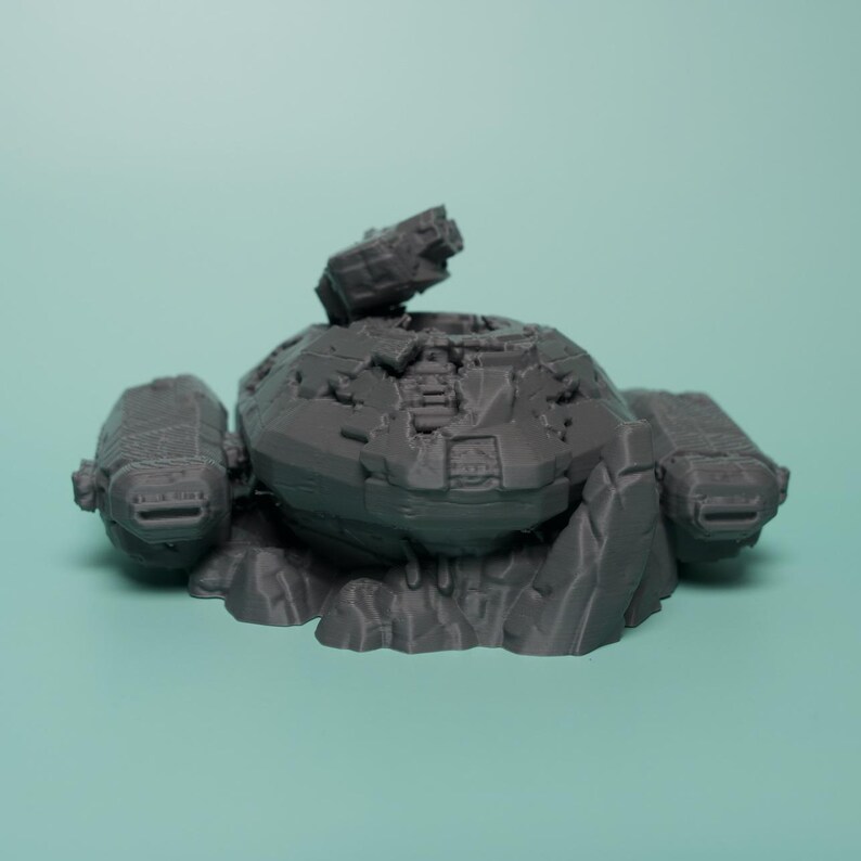 Destroyed Hover Tank Terrain - Unpainted PLA Sci-Fi Wreck image 4