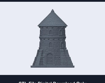 Fantasy Tabletop Village Mage Tower STL - Medieval Building Terrain